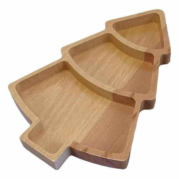 Wood  Serving,Christmas Tree Plate Wooden Appetizer Dish Holiday Seasoning Bowl for Snacks Fruits Nuts Festive Tabletop Decor for Christmas Party Gatherings