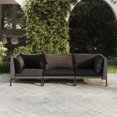 thumbnail image 1 of vidaXL Ensemble de Salon de Jardin 3 Pcs avec Coussins Poly Rotin Gris Foncé, 1 of 5