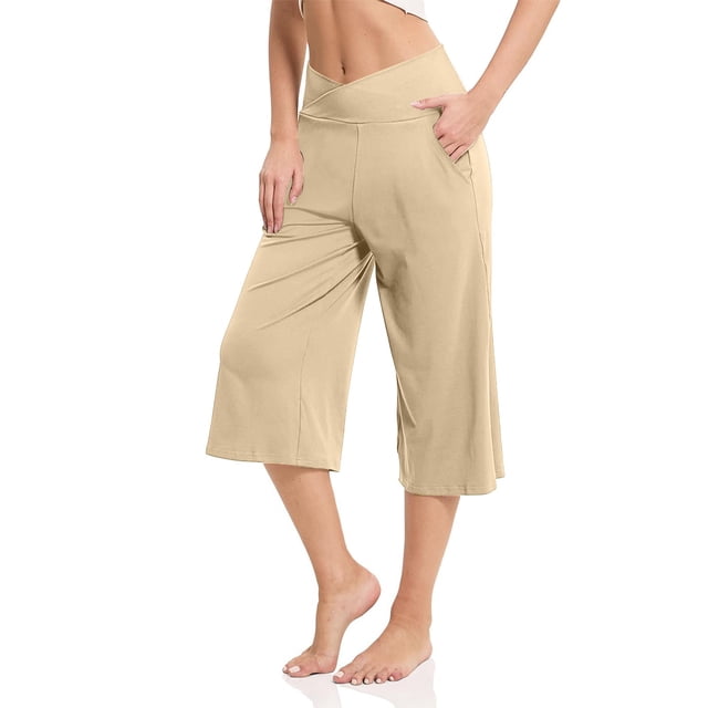 TINZ Pantalons Raccourcis pour Femmes Pantalons d'Été Décontractés avec Poches Pantalons de Course en Vrac Grande Taille Pantalons Décontractés pour Femmes Pantalons Habillés pour Femmes Pantalons Décontractés en Lin pour Femmes