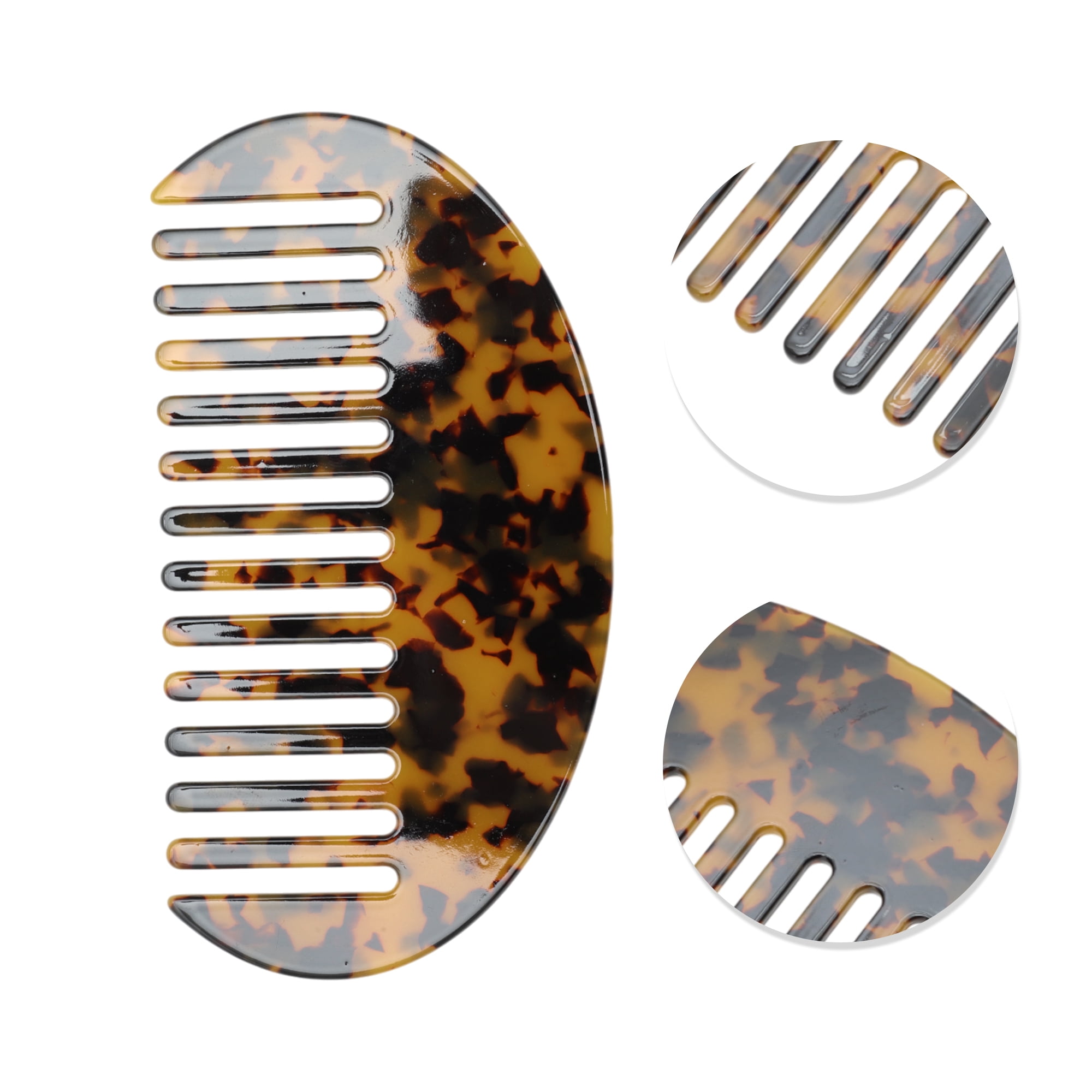 Unique Bargains 1 Pc Half Round Hair Comb for All Hair Types Styles Tortoiseshell Color
