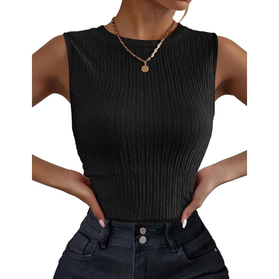 Zeagoo Women's High Neck Tank Top Casual Business Slim Fitted Ribbed Basic Tank Tops Summer Sleeveless Shirts
