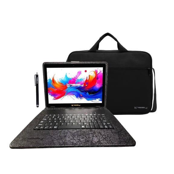 LINSAY 10.1" Octa Core 256GB Storage Android 15 with Unique Oracle Keyboard Case and Tablet Briefcase