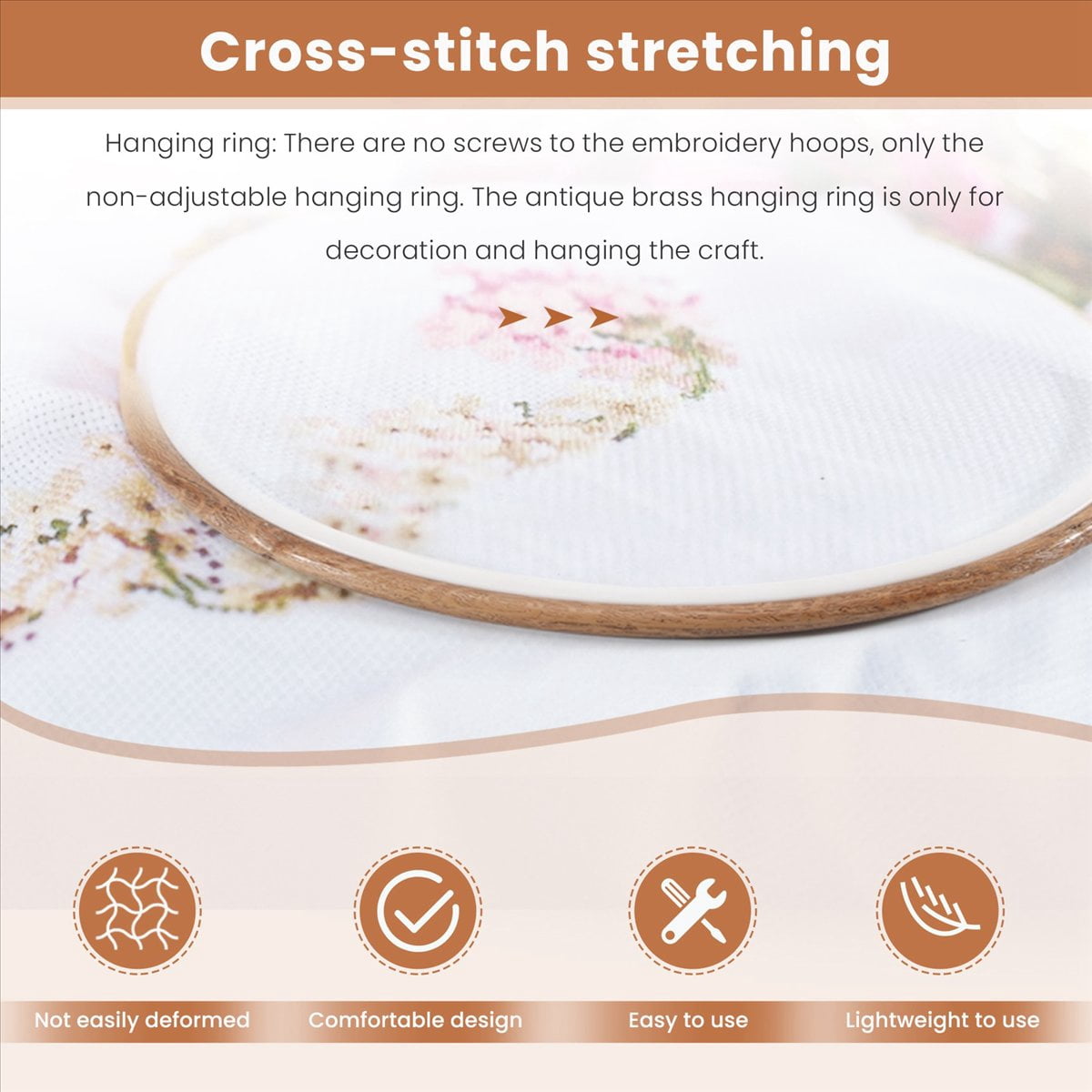3 Pieces 10 inch 26cm Embroidery Ring No Slip Hoops Set Imitated Wood Display Frame Circle Embroidery Kits