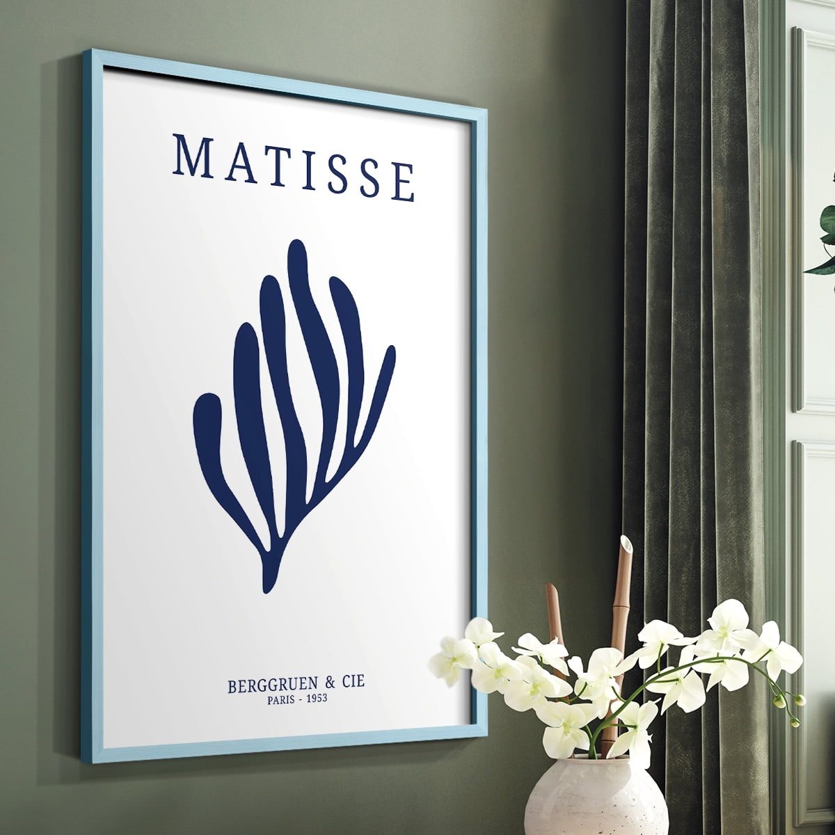 Matisse CDXIII in Blue Solid Wood Framed Print No Nail Hanging