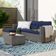 thumbnail image 2 of OC Orange-Casual 5-Piece Outdoor Sectional Sofa Set with Glass Coffee Table Grey Rattan & Navy Blue Cushion, 2 of 6