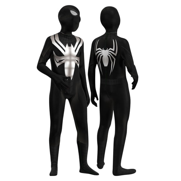 HTQWLP Halloween Superhero Costumes, Pop Role Playing Fancy Dress Costumes, Halloween Stage Performance Cosplay Outfit-Jumpsuit with Mask, Birthday Party Dress up Costumes for Kids, Black/120