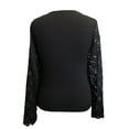 thumbnail image 5 of Bovemsi Women's Spring Solid Color V Shaped Lace Splicing Slim Fit Long Sleeved T Shirt, Black Summer Women's Long Sleeve T-Shirts, S, 5 of 9