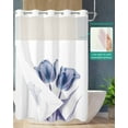 thumbnail image 2 of No Hook Shower Curtain with Snap in Liner, Abstract Blue Tulip Ray White Texture Hotel Shower Curtains for Bathroom, Washable Shower Curtain Liner Set with Mesh Top Window, 60"x72", 2 of 6