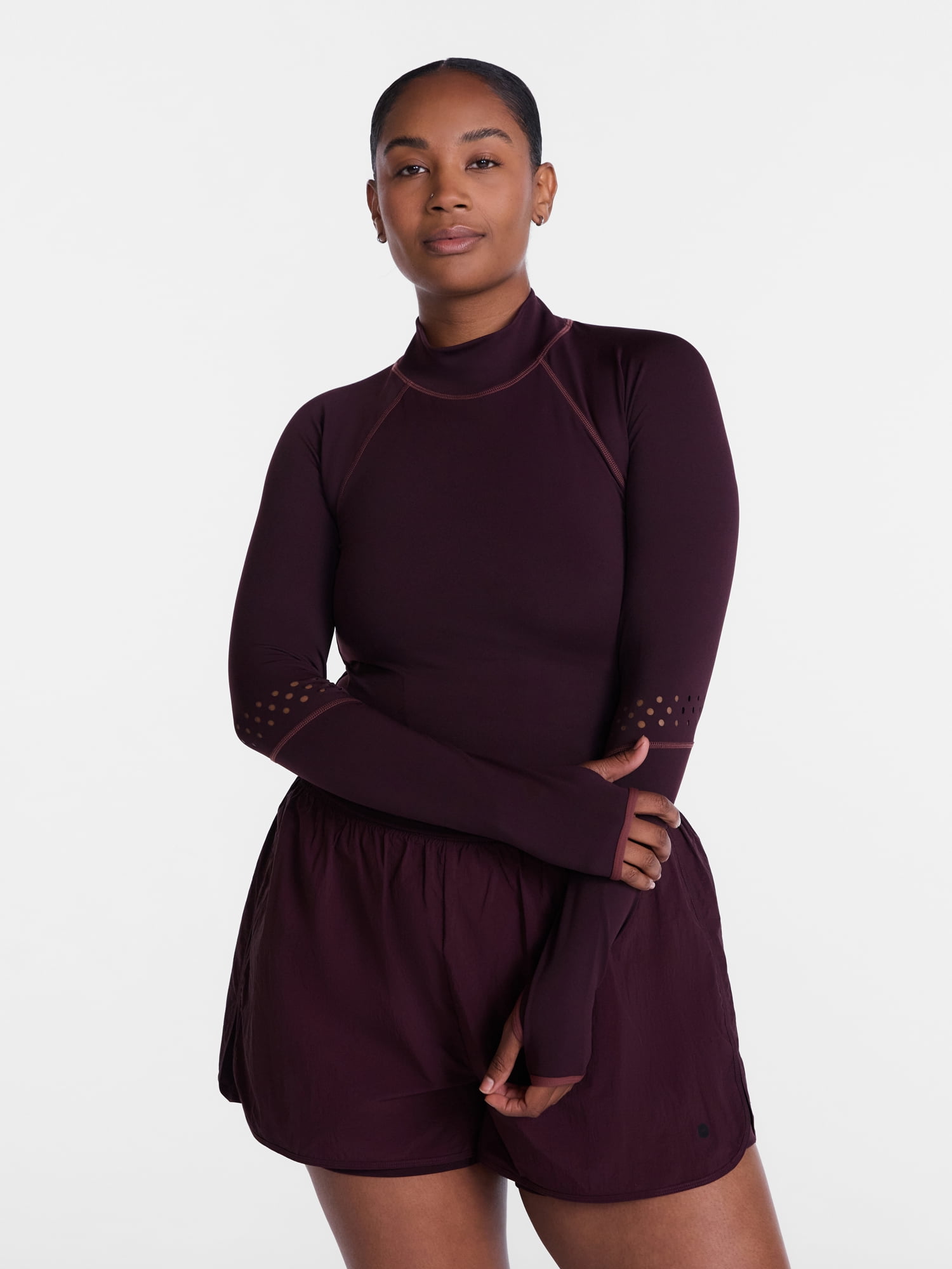 Avia Women’s Mock Neck Run Top with Long Sleeves, Sizes XS-XXXL