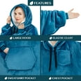 thumbnail image 3 of PAVILIA Blanket Hoodie for Women Teal, Sherpa Wearable Blanket Men, Cozy Oversized Sweatshirt Blanket, Warm Fleece Hooded Blanket Sweater with Sleeves and Giant Pocket, Adult Long, Teal Blue, 3 of 9