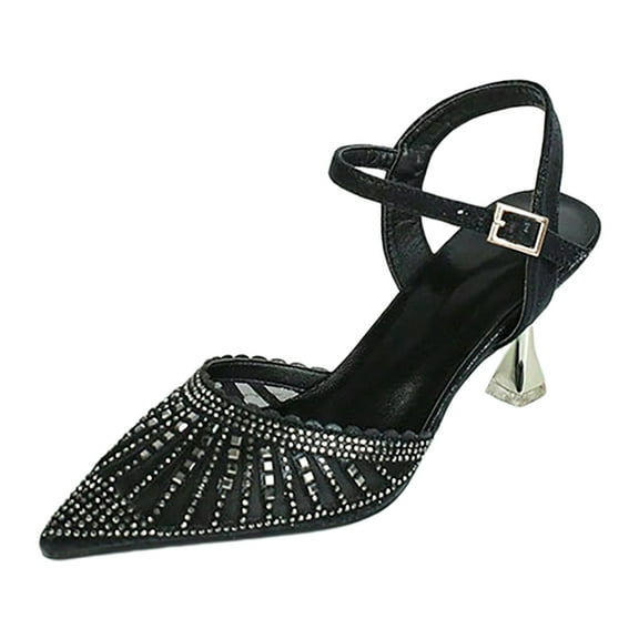 Summer Sandals for Women 2024 2024 Spring Fashion Versatile Cup High Heel Pointed Hollow Sandals Women's Shoes Black 41