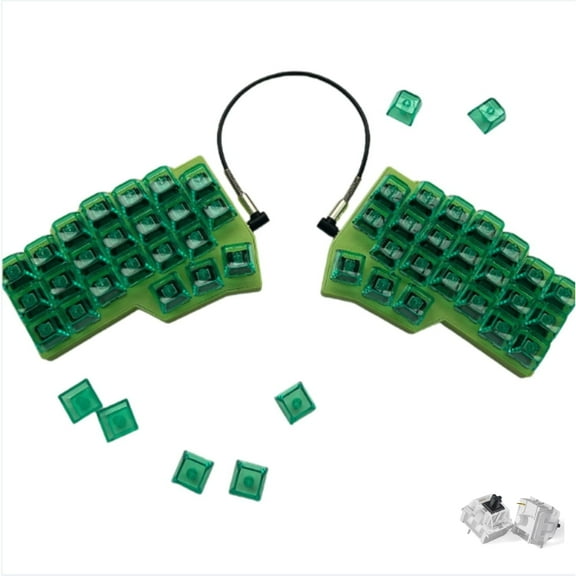 MiFuny Green Split Keyboard CORNE V4 Wired RGB Hot-swappable MX Mechanical Keyboard Ergonomics VIAL Custom Left and Right Hand Keyboards 4 Types of Shafts To Choose From