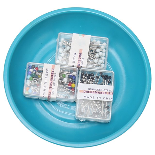 Pin Dish Rustproof Stainless Steel Bowl Pin Holder Sewing Pincushion With Bead For Embroidery