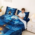 thumbnail image 4 of Manfei Magical Moonlit Sailboat Full Size Sheets for Kids Boys and Girls, Canyon Ocean Nautical Bed Sheets 4pcs, 1 Flat Sheet, 1 Fitted Sheet and 2 Pillowcases, 4 of 6