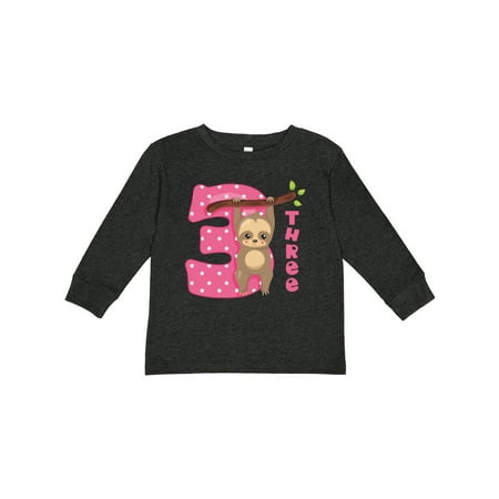 

Inktastic Pink Sloth 3rd Birthday Gift Toddler Toddler Girl Long Sleeve T-Shirt