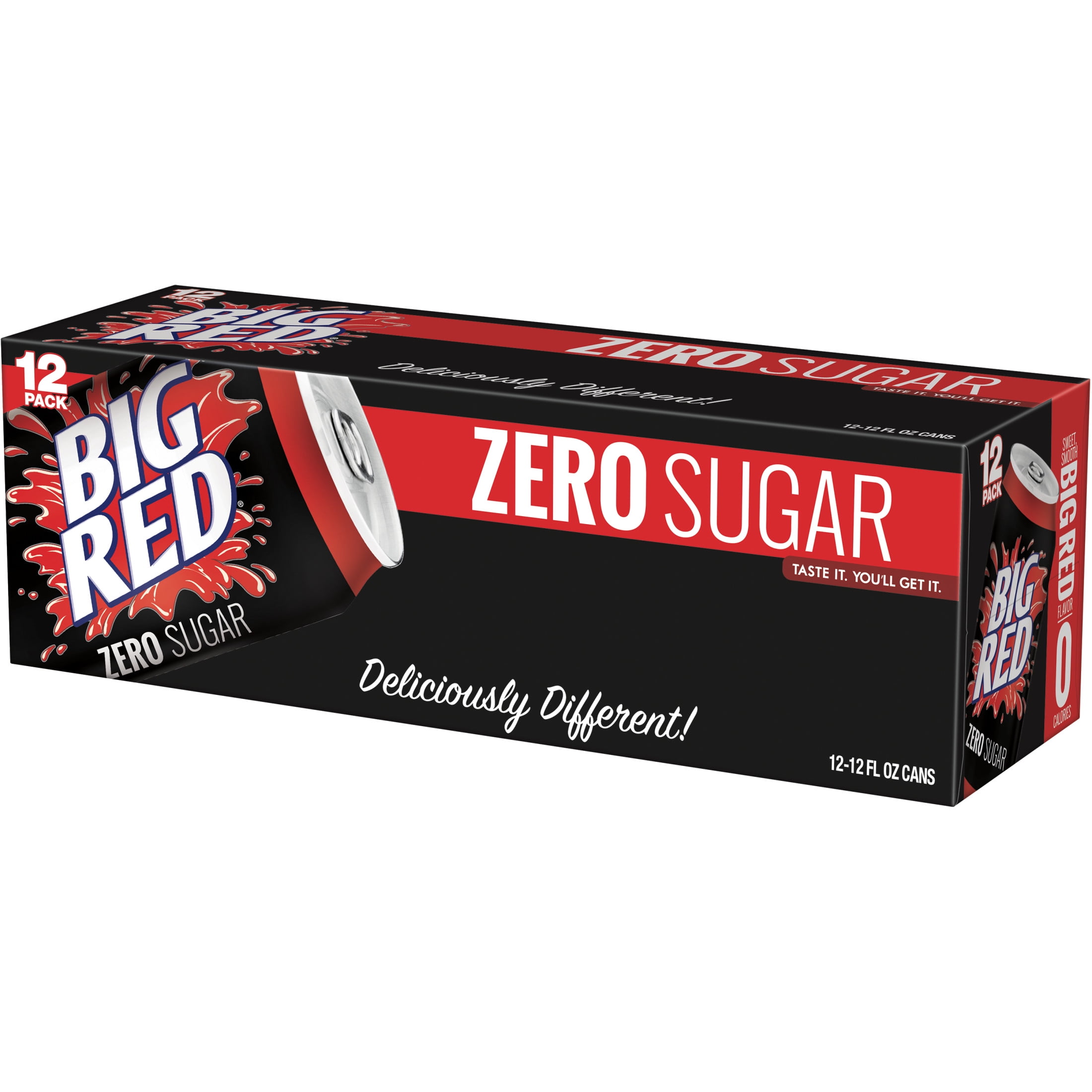 Big Red Zero Sugar Soda Pop, 12 fl oz, 12 Pack Cans