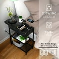 thumbnail image 3 of Sofa Side Table with USB Ports and Outlets, Narrow End Table with Storage Shelf for Small Spaces Bedside Nightstand with Charging Station for Living Room, Bedroom, Black, 3 of 7