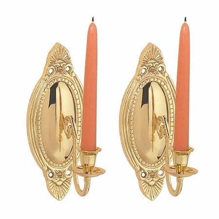 Brass Star Holder - 2 Wall Sconces Bright Brass Candle Holders Set of 2 | Renovators Supply