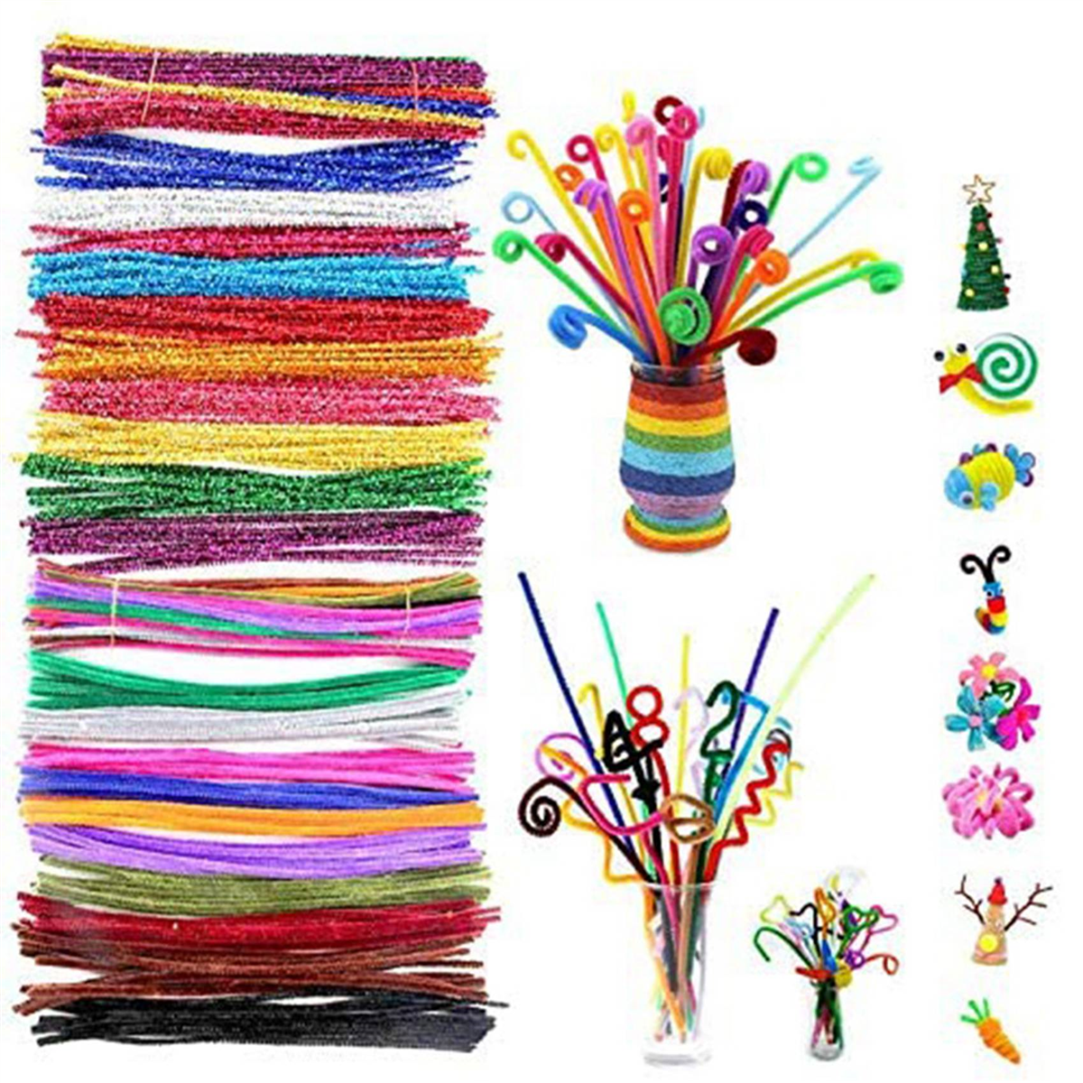 1000Pcs Pipe Cleaners Chenille Stems Kids DIY Craft Educational Toys Art Crafts Decorations