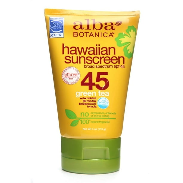 Alba Botanica - Hawaiian Sunscreen Green Tea 45 SPF - 4 oz. 
