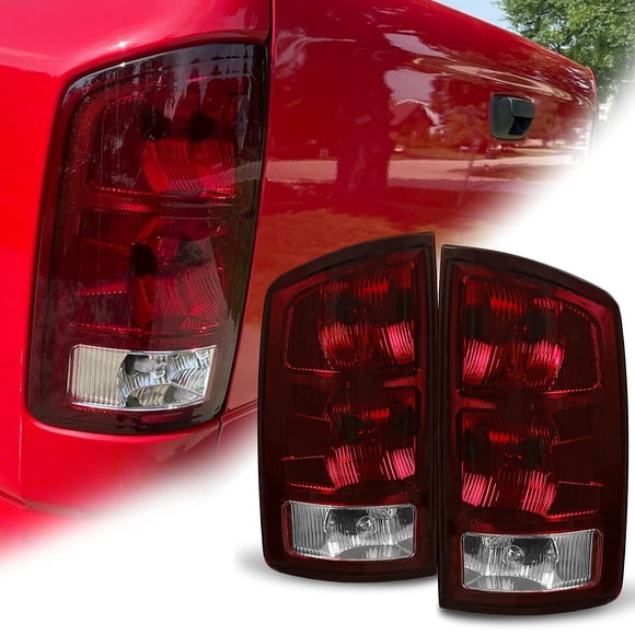 Par de luces traseras ECOTRIC para Dodge Ram 1500-3500, color rojo ahumado
