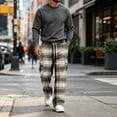 thumbnail image 4 of HAJWOH Mens Sweatpants Baggy Wide Leg Plaid Checkered Jogger Pants Men for Daily wear, 4 of 5