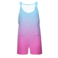 thumbnail image 5 of Abcomgle Girls Rompers Size 10-12 Cute Sleeveless Cotton Linen Short Jumpsuits Kids Gradient Adjustable Strap Toddler Overalls Girls Summer Clothes with Pockets 7-8 Years,Watermelon Red, 5 of 5