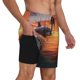 thumbnail image 2 of Fotbe Sunset Dancing Dolphin B Traje de Baño para Hombre – Shorts de Natación de Secado Rápido con Forro y Bolsillos-Large, 2 of 6