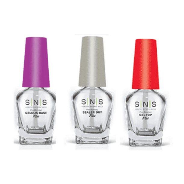 SNS Nails Dip Liquid Prep Gelous Base + Sealer Dry +Top Coat * 3ct
