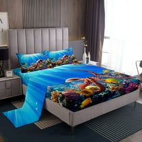 Erosebridal Sealife Octopus Sheet Set Twin,Marine Animal Bedding Sets Twin Size,Sea Room Decorative,Breathable,3pcs