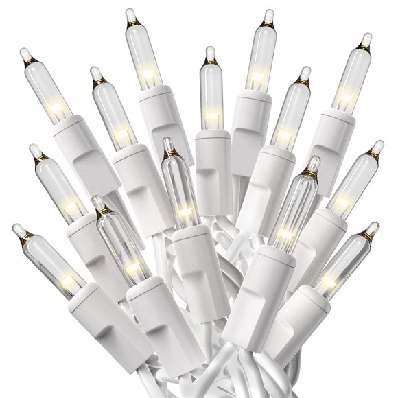 PREXTEX Guirlandes Lumineuses de Noël Blanc Chaud (20 Pieds, 100 Lumières) - Lumières de Sapin de Noël Blanches pour l'Intérieur Fil Blanc - Lumière de Noël Claire - Guirlandes Lumineuses pour l'Intérieur - Lumières de Noël - Lumières Scintillantes Blanc Chaud