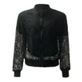 thumbnail image 4 of FINALGANG Men's Coat Sheer Lace Bomber Jacket Solid Color Floral Pattern Long Sleeve Zipper Front Coat With Ribbed Trim For Party Casual Daily Wear Classic Outerwear, 4 of 5