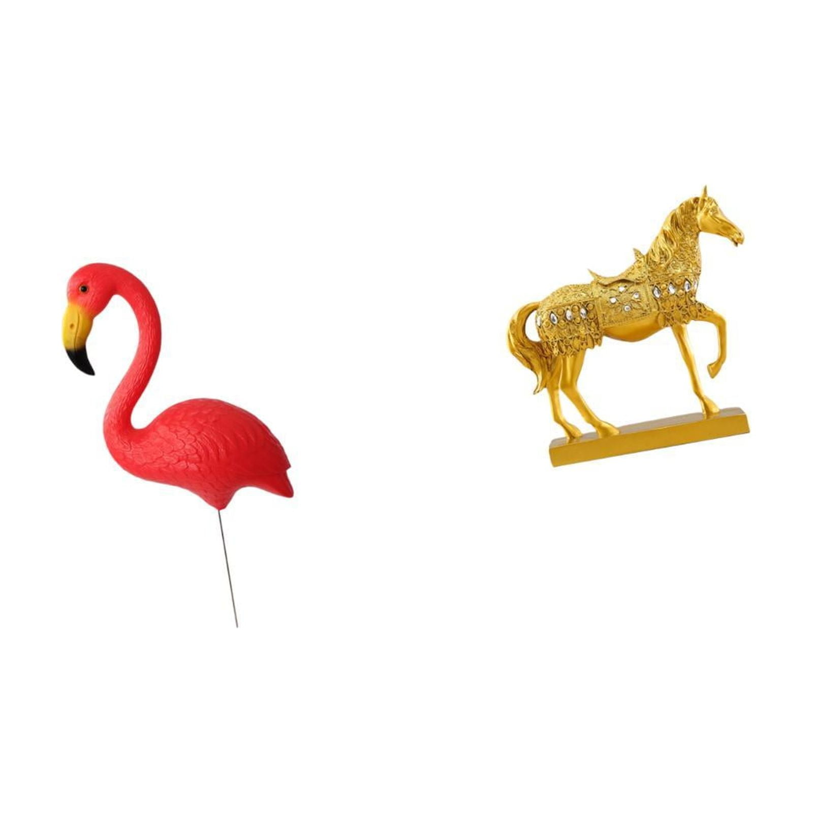 Miulika Flamingo Bird Statue Figurine Yard Art Ornament Horse Sculpture Animal Figurine Engraved Resin Garden Stake for Holiday Spring Home Office Decor