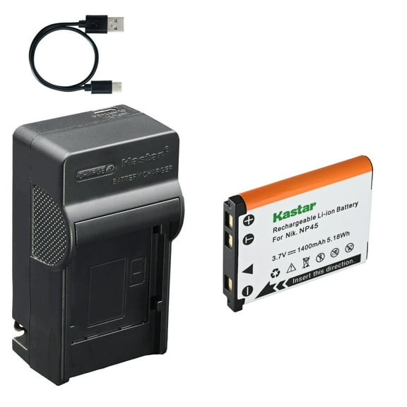 Kastar 1-Pack Battery and AC & USB-C Charger, Compatible with Fujifilm NP-45 NP-45A NP-45B NP-45S, Fujifilm FinePix J10 J20 J25 J27 JV100 JX200 JX300 JX500 JZ100 T300 XP50 XP60 XP70 Z70 Z90 Z1000EXR