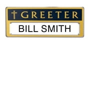 Greeter Name Badge, Personalizeable, for Church Set of 4, with Cross