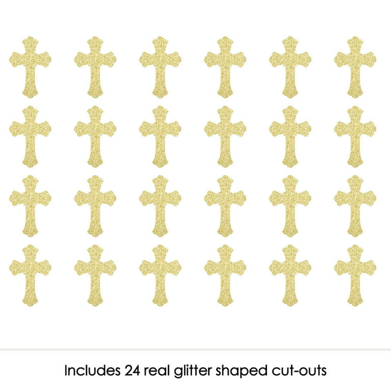Big Dot of Happiness Glitter Cross No-Mess Real Gold Glitter Cut-Outs - Baptism or Baby Shower - Set of 24 - Walmart.com