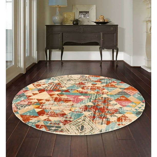 Alfombra Turca Decorativa Sams depot Redonda Vintage Geometric Vibrant 150x150 cm