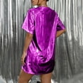 thumbnail image 6 of Delayuji Women's Oversized T-shirt Drop Shoulder Spring Outfits Loose Tee Dress Long T Shirt Summer Concert Music Festival Glittering Nightclub Purple, 6 of 7