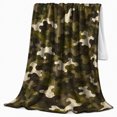 thumbnail image 2 of Woodland Camouflage Hunting Scene, Peaceful Mountain Lake Scene, Warm Flannel Blanket for Cabin and Lodge with Detailed Artwork, Outdoor Lovers autumn celebration Gift, Festive Home Decor, 2 of 9