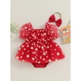 thumbnail image 3 of Musuos Baby Girl 2Pcs Summer Outfits 3 6 12 18M Short Puff Sleeve Daisy Print Romper Tulle Dress with Headband Set, 3 of 10