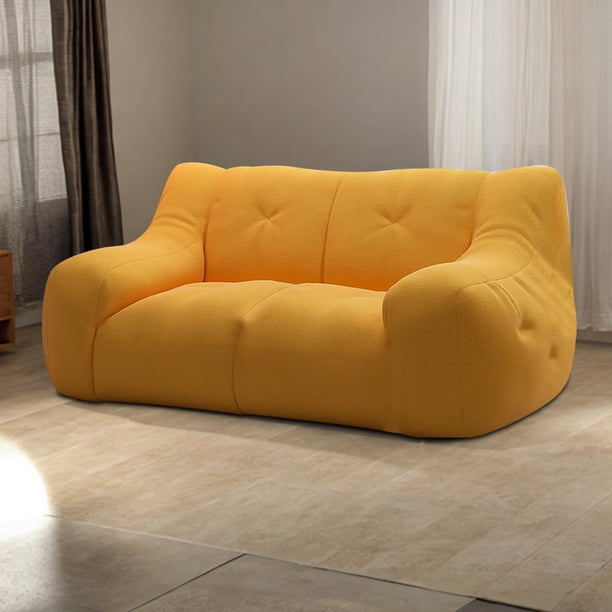 Sofá tipo puf,Puf Niños Adultos con Relleno Incluido,Sofá perezoso Sofá tipo puf Sofá otomano de 2 plazas,Sofá decorativo Sillas tipo puf para adolescentes,Sofá de suelo Amarillo 110cm