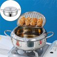 thumbnail image 2 of LEEYNEERDeep Fryer Pot Stainless Steel Japanese Frying Pot  Janpanese Style Tempura Frying Pot with Lid  With Temperature Control Oil Drip Drainer Rack  Or Fried Chicken  Shrimp  French, 2 of 9