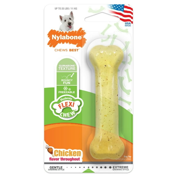Nylabone Moderate FlexiChew Chicken Flavored Dry Bone Dog Chew Toy, Regular