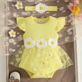 thumbnail image 2 of Gubotare Baby Girl Summer Clothes Newborn Newborn Baby Girl Clothes Infant Dress Outfit Summer Romper Jumpsuit Headband Overall Skirt Clothing Set 0 3 6 9 12 18 24 Months (Yellow,3-6 Months), 2 of 5