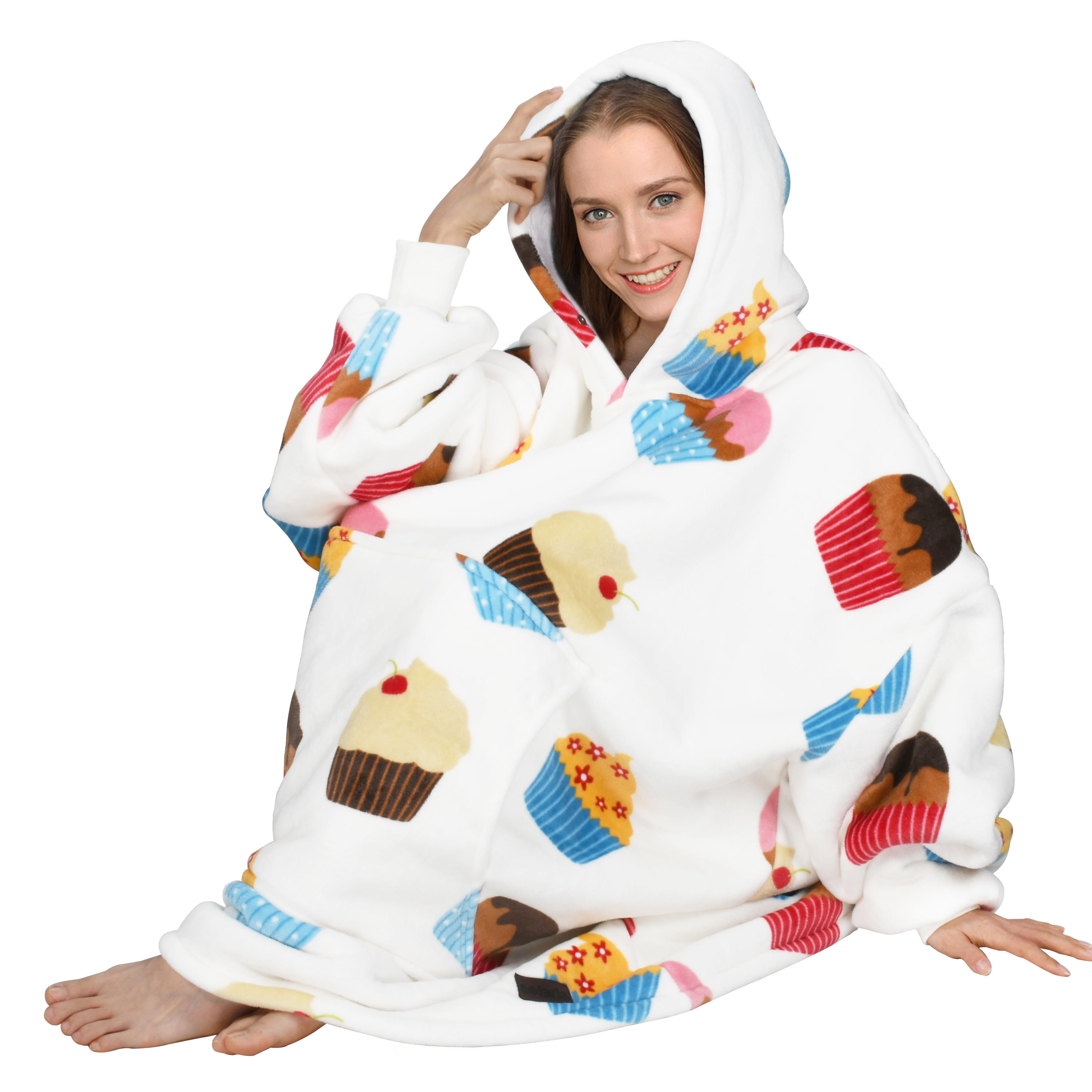 Solaris Oversize Sherpa Christmas Wearable Blanket Hoodie Sweatshirt (Women's Men's)