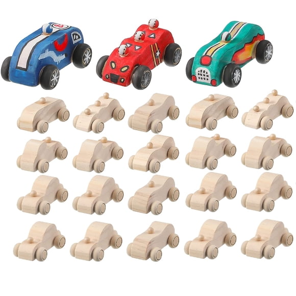 Juguetes de madera para coches Zhanmai, manualidades sin terminar, 24 piezas