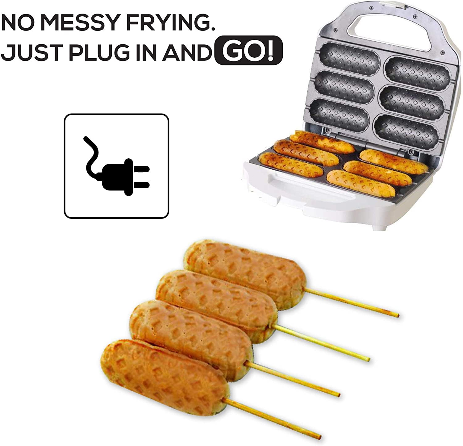 JJATI Waffel Corn Dog Maker Hot Dog Presser Maker Waffel Stick Maker