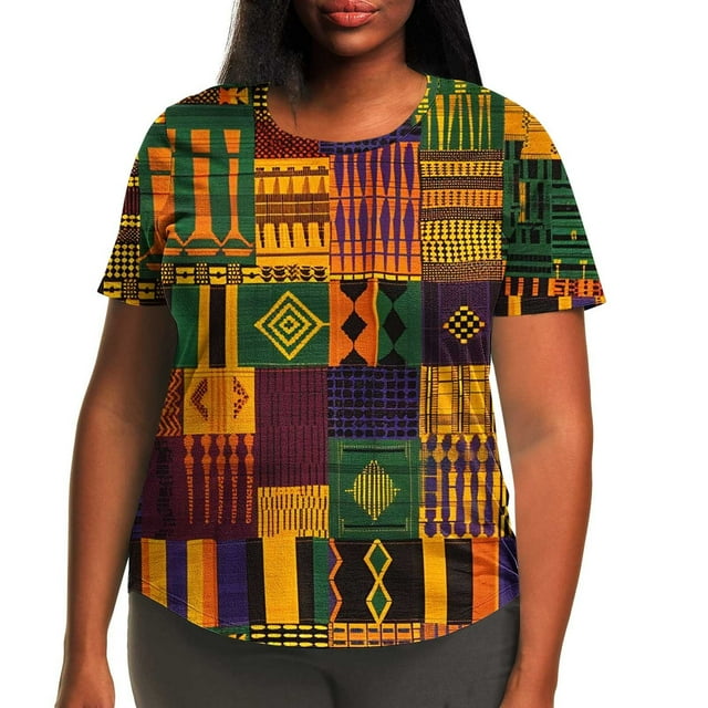Simua Hauts Grande Taille pour Femmes Tunique Manches Courtes Col Rond Chemises Blouse Décontractée Douce Taille L-5TG