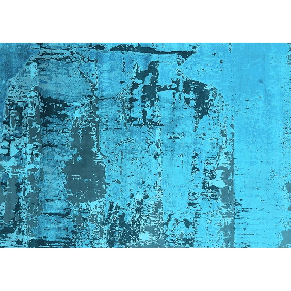 Ahgly Company Indoor Rectangle Oriental Light Blue Industrial Area Rugs, 7' x 10'
