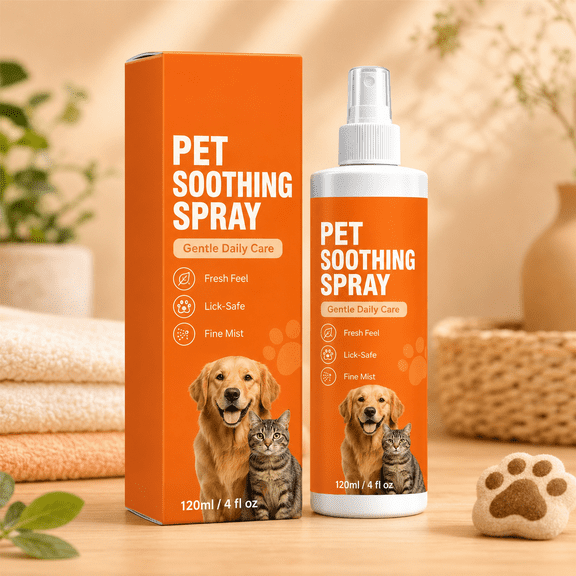 Pet Skin Care Spray for Dogs and Cats, Gentle Soothing Formula Relieves Redness, Itchy and Irritated Skin, 120ml Calming Pet Care Mist